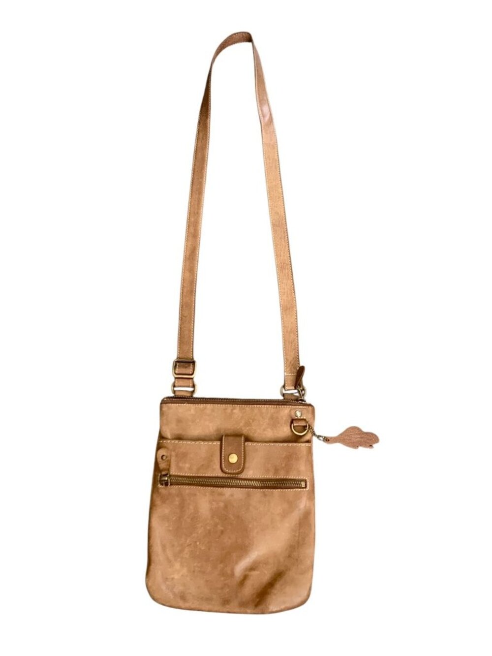 Roots Tan Leather Crossbody Purse With Adjustable Strap & Zipper Pockets - Picture 2 of 9